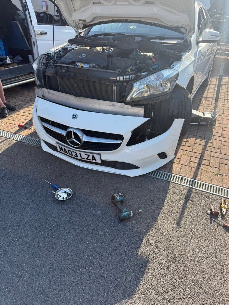 Front-end and cooling repair on a Mercedes-Benz A-Class